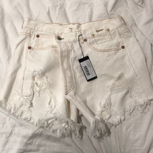 *NWT* R13 White “Cross Over” Jean Shorts